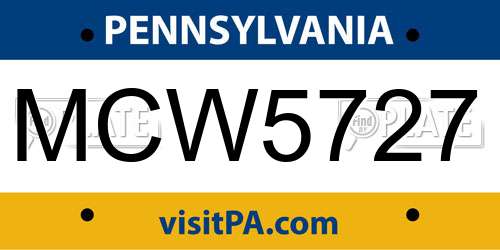MCW5727 Pennsylvania License Plate