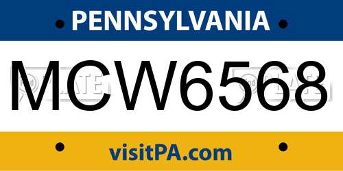 MCW6568 Pennsylvania License Plate