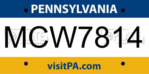 MCW7814 Pennsylvania License Plate