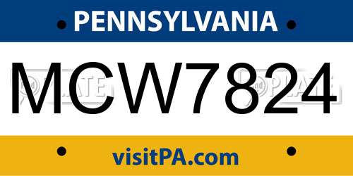 MCW7824 Pennsylvania License Plate