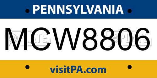 MCW8806 Pennsylvania License Plate