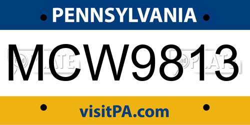MCW9813 Pennsylvania License Plate