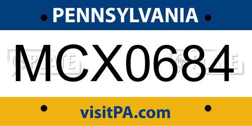 MCX0684 Pennsylvania License Plate