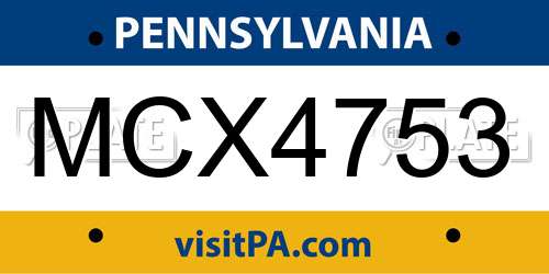 MCX4753 Pennsylvania License Plate