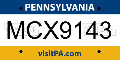 MCX9143 Pennsylvania License Plate