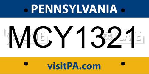MCY1321 Pennsylvania License Plate