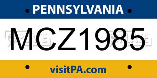 MCZ1985 Pennsylvania License Plate