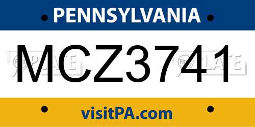 MCZ3741 Pennsylvania License Plate