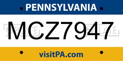 MCZ7947 Pennsylvania License Plate