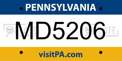 MD5206 Pennsylvania License Plate