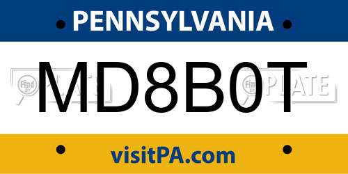 MD8B0T Pennsylvania License Plate