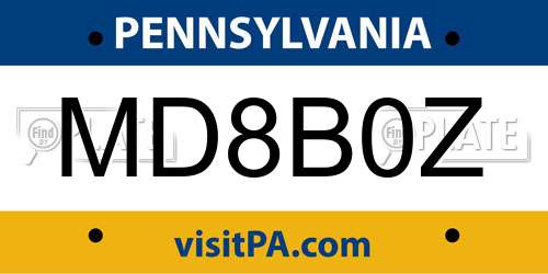 MD8B0Z Pennsylvania License Plate