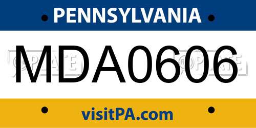 MDA0606 Pennsylvania License Plate