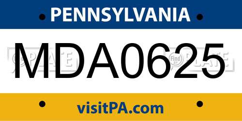 MDA0625 Pennsylvania License Plate