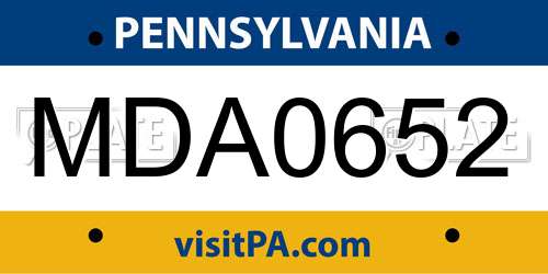 MDA0652 Pennsylvania License Plate