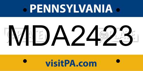 MDA2423 Pennsylvania License Plate