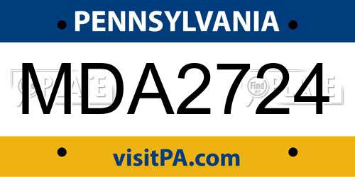 MDA2724 Pennsylvania License Plate