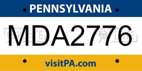 MDA2776 Pennsylvania License Plate