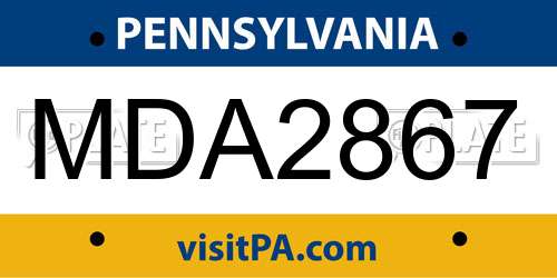 MDA2867 Pennsylvania License Plate