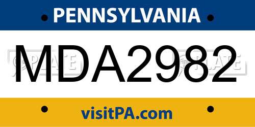 MDA2982 Pennsylvania License Plate