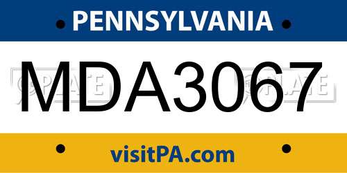 MDA3067 Pennsylvania License Plate