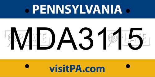 MDA3115 Pennsylvania License Plate