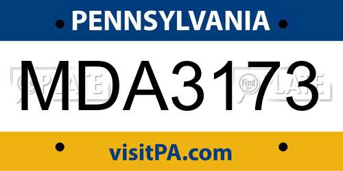MDA3173 Pennsylvania License Plate