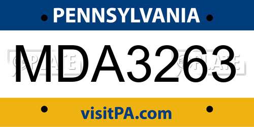 MDA3263 Pennsylvania License Plate