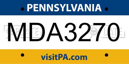 MDA3270 Pennsylvania License Plate