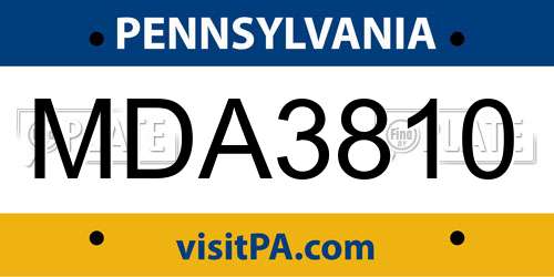 MDA3810 Pennsylvania License Plate