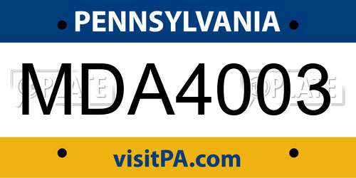 MDA4003 Pennsylvania License Plate