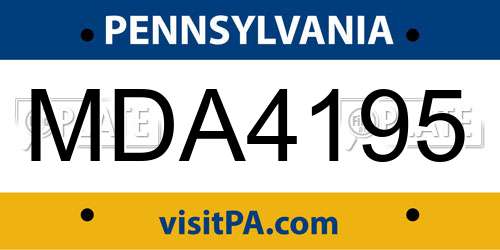 MDA4195 Pennsylvania License Plate