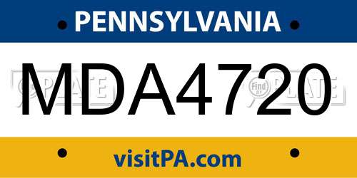 MDA4720 Pennsylvania License Plate