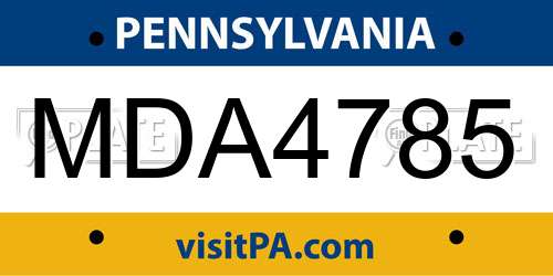 MDA4785 Pennsylvania License Plate
