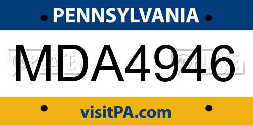 MDA4946 Pennsylvania License Plate