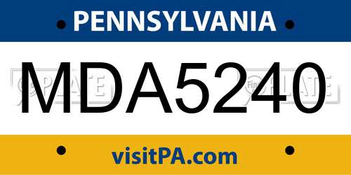 MDA5240 Pennsylvania License Plate