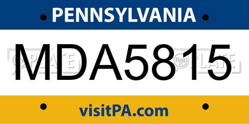 MDA5815 Pennsylvania License Plate
