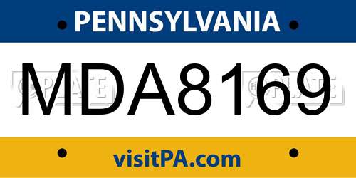 MDA8169 Pennsylvania License Plate