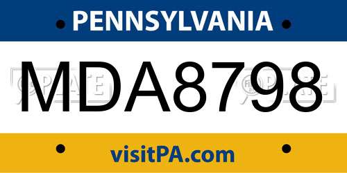 MDA8798 Pennsylvania License Plate