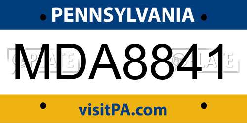 MDA8841 Pennsylvania License Plate