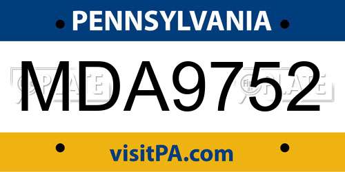 MDA9752 Pennsylvania License Plate