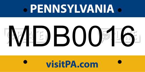 MDB0016 Pennsylvania License Plate