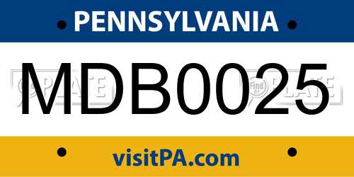 MDB0025 Pennsylvania License Plate