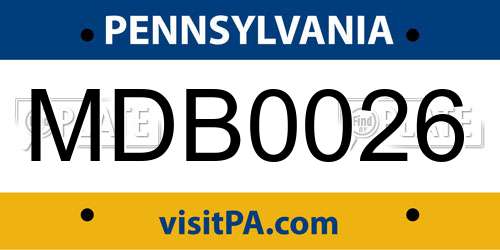 MDB0026 Pennsylvania License Plate