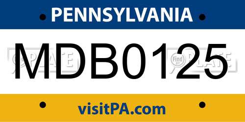 MDB0125 Pennsylvania License Plate