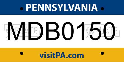 MDB0150 Pennsylvania License Plate