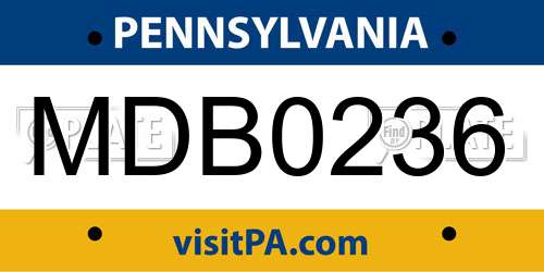 MDB0236 Pennsylvania License Plate