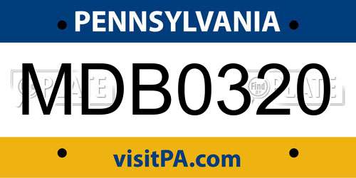 MDB0320 Pennsylvania License Plate