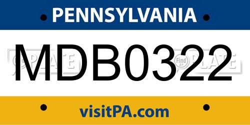 MDB0322 Pennsylvania License Plate