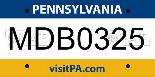 MDB0325 Pennsylvania License Plate